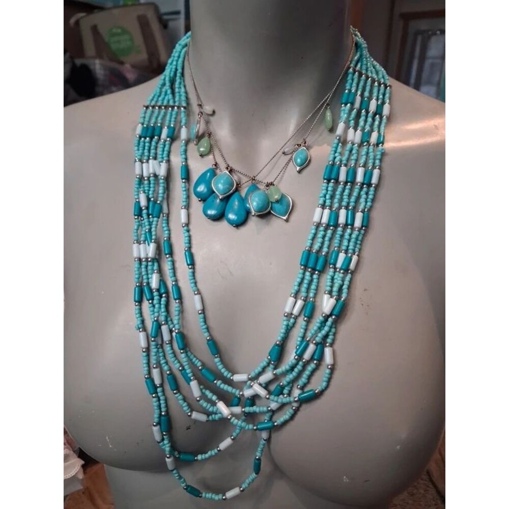 Boho Western Turquoise & Silver Tone Jewelry Bundle Set - Picture 3 of 9